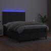 vidaXL Box spring postel s matrac&iacute; a LED čern&aacute; 140 x 190 cm uměl&aacute; kůže