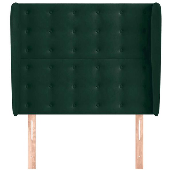 vidaXL Čelo postele typu u&scaron;&aacute;k tmavě zelen&aacute; 103x23x118/128 cm samet