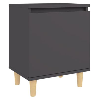 vidaXL Noční stolek s masivními dřevěnými nohami šedý 40 x 30 x 50 cm