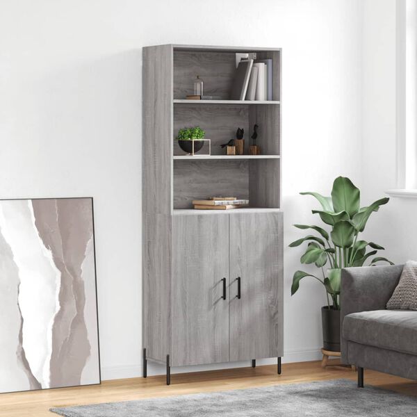 vidaXL Skř&iacute;ň highboard &scaron;ed&aacute; sonoma 69,5 x 34 x 180 cm kompozitn&iacute; dřevo
