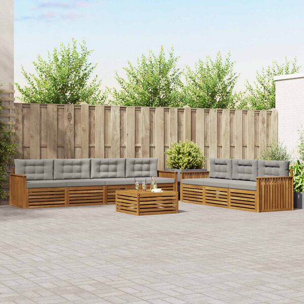 vidaXL Venkovn&iacute; pohovkov&aacute; souprava 8 pcs Př&iacute;rodn&iacute; a světle &scaron;ed&aacute;