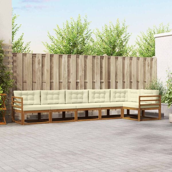 vidaXL Venkovn&iacute; pohovkov&aacute; souprava 6 pcs Přirozen&aacute; a Kr&eacute;mov&aacute;