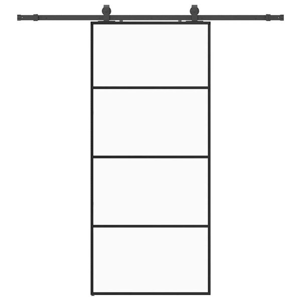 vidaXL Posuvné dveře se sadou kování černé 90x205 cm ESG Glass