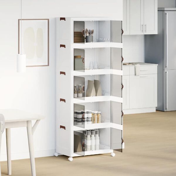 vidaXL Stohovateln&yacute; &uacute;ložn&yacute; box na kolečk&aacute;ch 5-patrov&yacute; 75 L 64x40x179cm