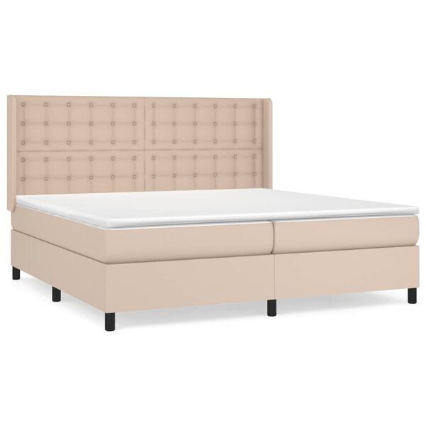 vidaXL Box spring postel s matrac&iacute; cappuccino 200 x 200 cm uměl&aacute; kůže
