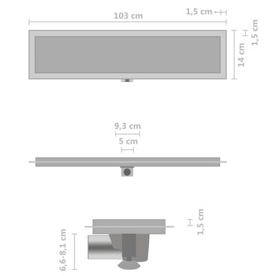 vidaXL Sprchový žlab s krytem 2 v 1 103 x 14 cm nerezová ocel