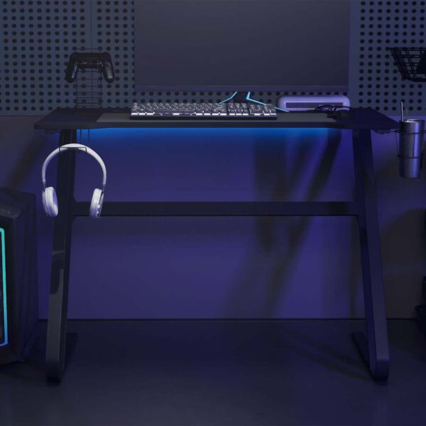 vidaXL Herní stůl s nohami ve tvaru ZZ černý 110 x 60 x 75 cm