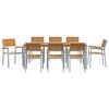 vidaXL Zahradní jídelní souprava 9 pcs Šedo-hnědá 200 x 90 x 75 cm