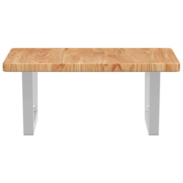 vidaXL Deska pod umyvadlo n&aacute;stěnn&aacute; ocel a masivn&iacute; dubov&eacute; dřevo