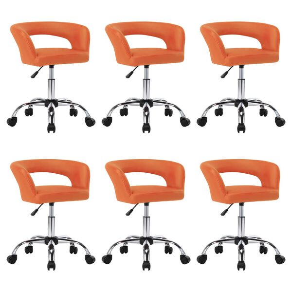 vidaXL J&iacute;deln&iacute; židle 6 ks oranžov&eacute; uměl&aacute; kůže