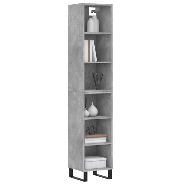 vidaXL Skř&iacute;ň highboard betonově &scaron;ed&aacute; 34,5x32,5x180 cm kompozitn&iacute; dřevo