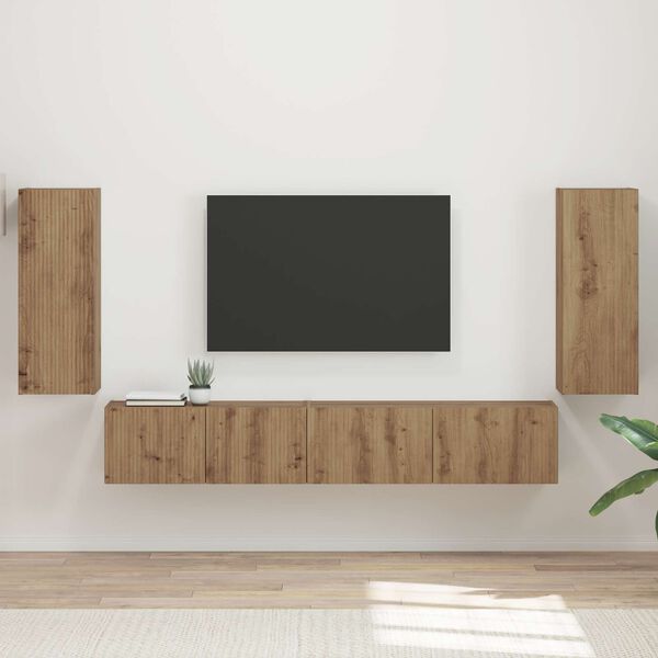 vidaXL Sestava TV skř&iacute;něk 4 pcs Artisanov&yacute; dub kompozitn&iacute; dřevo