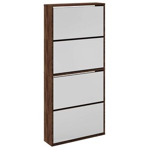 vidaXL Botn&iacute;k se zrcadlem 4patrov&yacute; hněd&yacute; dub 63 x 17 x 134 cm