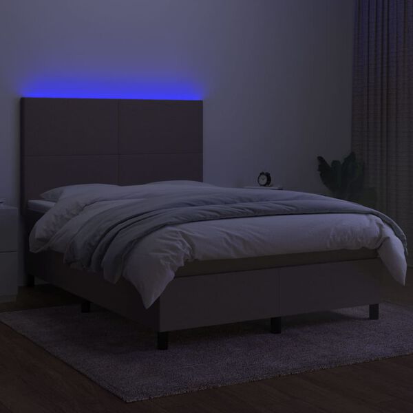 vidaXL Box spring postel s matrac&iacute; a LED taupe 140x190 cm textil