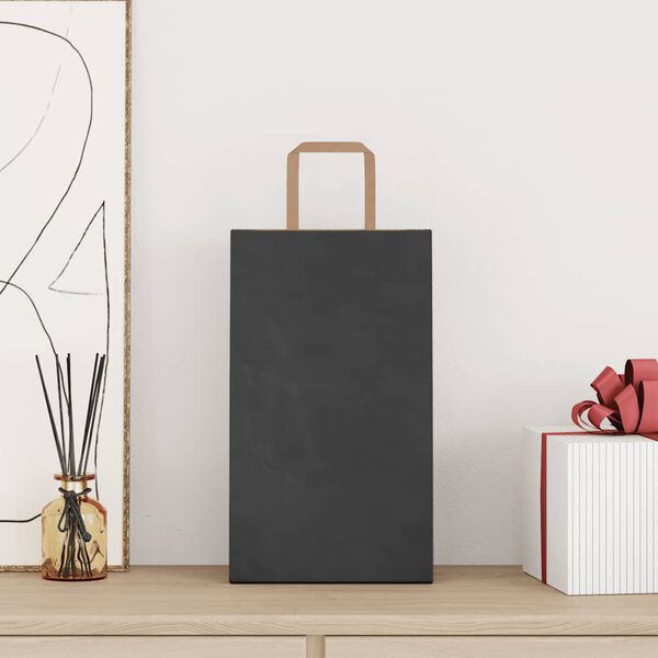 vidaXL Pap&iacute;rov&eacute; s&aacute;čky 250 ks s uchy čern&eacute; 21x11x36 cm