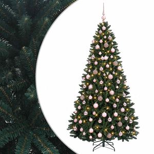vidaXL Uměl&yacute; v&aacute;nočn&iacute; stromek tmavě zelen&yacute; s ozdobami 180 cm 300 LED