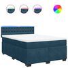 vidaXL Box spring postel s matrac&iacute; modr&aacute; 140 x 200 cm samet