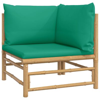 vidaXL 4dílná zahradní sedací souprava se zelenými poduškami bambus