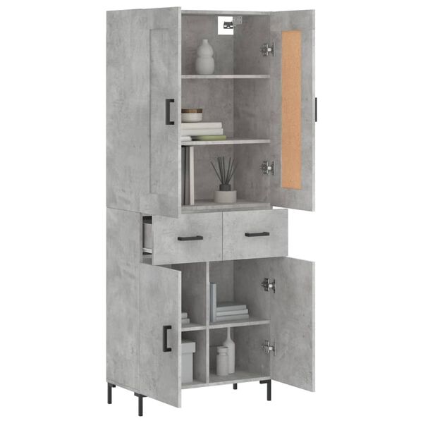 vidaXL Skříň highboard betonově šedá 69,5x34x180 cm kompozitní dřevo