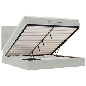 vidaXL Osmansk&yacute; r&aacute;m postele s matrac&iacute;es světle &scaron;ed&aacute; 200x200cm samet