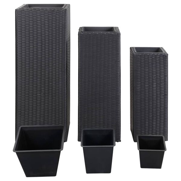 vidaXL Zahradn&iacute; vyv&yacute;&scaron;en&eacute; z&aacute;hony 3 ks polyratan čern&eacute;