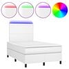 vidaXL Box spring postel s matrac&iacute; a LED b&iacute;l&aacute; 120 x 190 cm uměl&aacute; kůže
