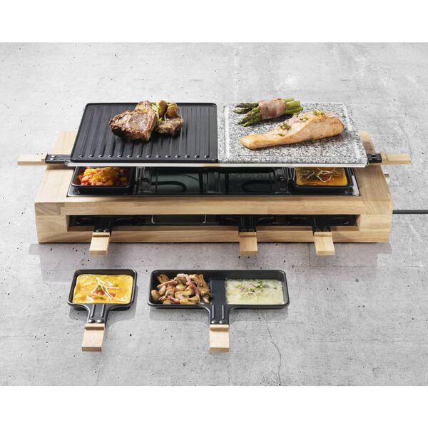 Bestron Raclette gril ARG300BW 1 500 W čern&yacute; dřevo XL
