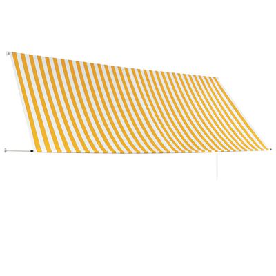 vidaXL Zatahovací markýza žluto-bílá 350 x 150 cm