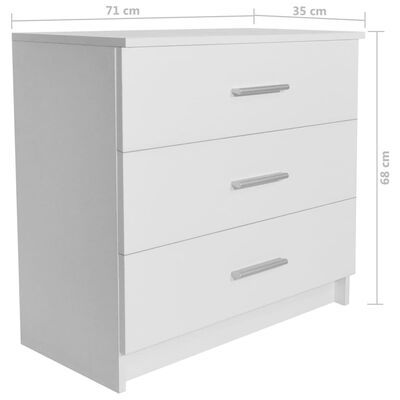 vidaXL Komoda se zásuvkami, dřevotříska, 71x35x68 cm, bílá