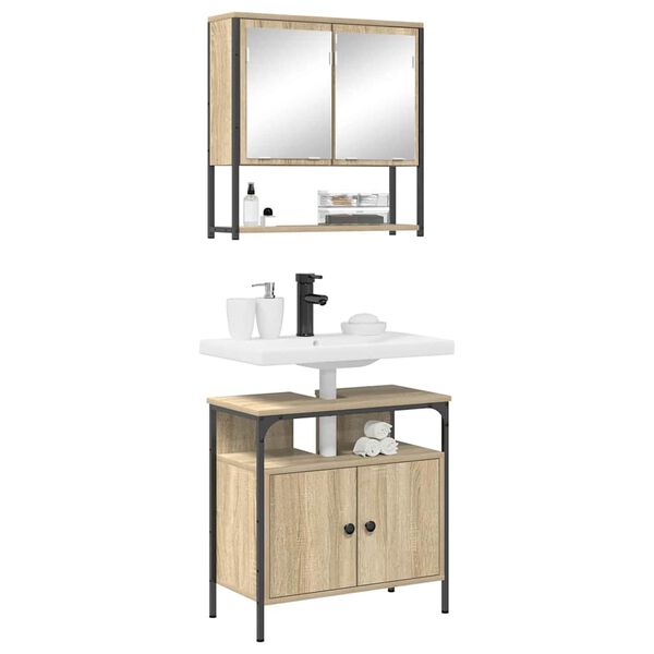 vidaXL Sada koupelnov&eacute;ho n&aacute;bytku s polic&iacute; 2 pcs Hněd&aacute; 60 x 30 x 60 cm