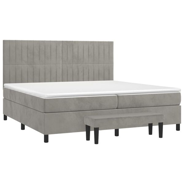 vidaXL Box spring postel s matrac&iacute; světle &scaron;ed&aacute; 200x200 cm samet