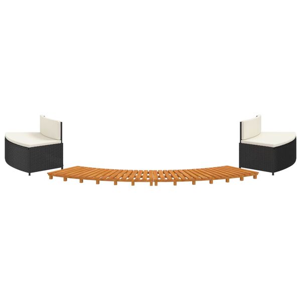 vidaXL Obruba k v&iacute;řivce čern&aacute; polyratan a masivn&iacute; ak&aacute;ciov&eacute; dřevo