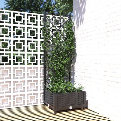 vidaXL Zahradní truhlík s treláží černý 40 x 40 x 121,5 cm PP