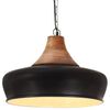 vidaXL Industri&aacute;ln&iacute; z&aacute;věsn&aacute; lampa čern&aacute; železo masivn&iacute; dřevo 26 cm E27
