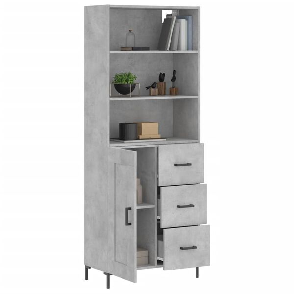 vidaXL Skř&iacute;ň highboard betonově &scaron;ed&aacute; 69,5x34x180 cm kompozitn&iacute; dřevo