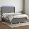 vidaXL Box spring postel s matrac&iacute; a LED tmavě &scaron;ed&aacute; 140x190 cm textil