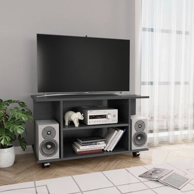 vidaXL TV stolek s kolečky lesklý šedý 80x40x45 cm kompozitní dřevo