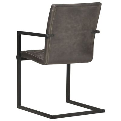 vidaXL Konzolové jídelní židle 2 ks šedé pravá kůže