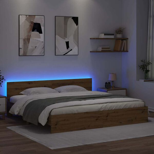 vidaXL R&aacute;m postele s čelo Artisanov&yacute; dub 200 x 200 cm kompozitn&iacute; dřevo