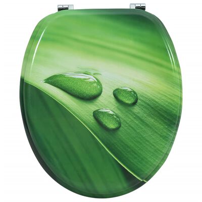 vidaXL WC sedátko s víkem MDF zelené motiv vodních kapek