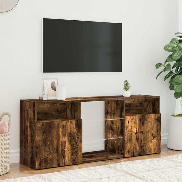 vidaXL TV skříňka s LED osvětlením kouřový dub 120 x 30 x 50 cm