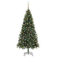 vidaXL Umělý vánoční stromek s LED a sadou koulí zelený 210 cm