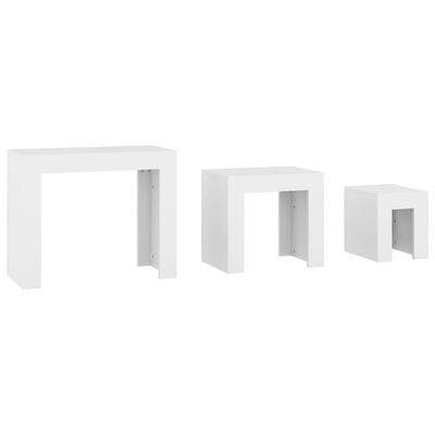 vidaXL Hnízdové konferenční stolky 3 ks bílé dřevotříska