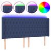 vidaXL Čelo postele s LED modr&eacute; 203 x 16 x 118/128 cm textil