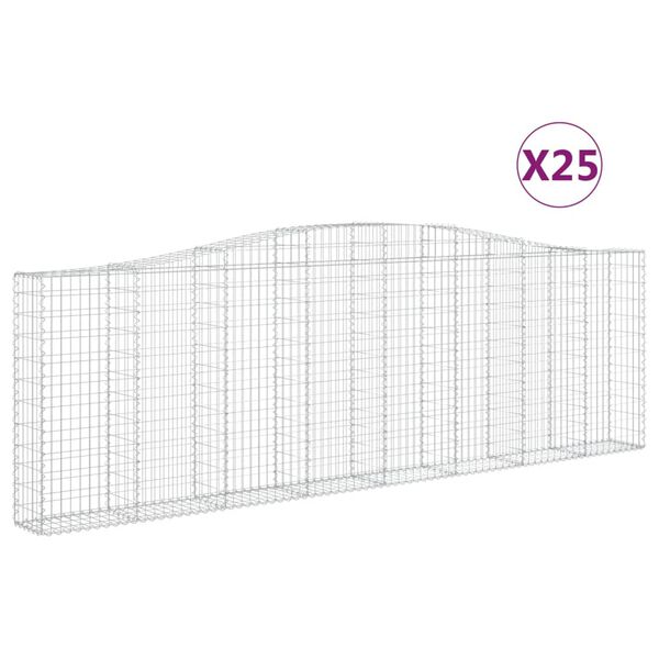 vidaXL Klenut&eacute; gabionov&eacute; ko&scaron;e 25ks 400x30x120/140cm pozinkovan&eacute; železo