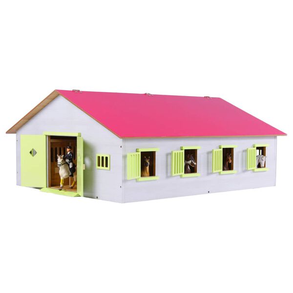 Kids Globe Koňská stáj se 7 boxy 1:24 růžová 610189