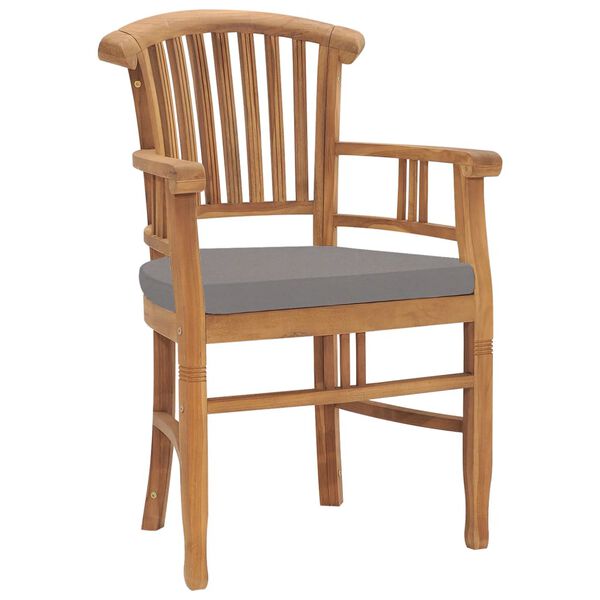 vidaXL Zahradn&iacute; židle 2 ks s tmavě &scaron;ed&yacute;mi podu&scaron;kami masivn&iacute; teak