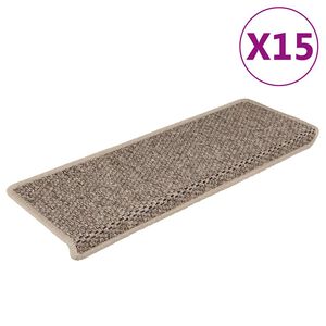vidaXL Samolep&iacute;c&iacute; n&aacute;&scaron;lapy na schody vzhled sisal 15ks 65x21x4cm b&eacute;žov&eacute;