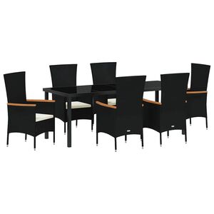 vidaXL Zahradn&iacute; j&iacute;deln&iacute; souprava 7 pcs Čern&aacute; Pr&aacute;&scaron;kově lakovan&aacute; ocel