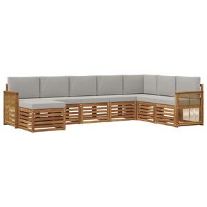 vidaXL Venkovn&iacute; pohovkov&aacute; souprava 6 pcs Př&iacute;rodn&iacute; a světle &scaron;ed&aacute;